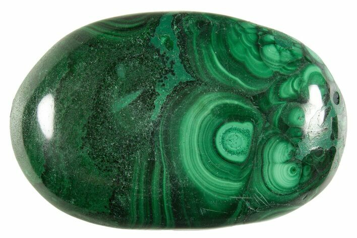 Polished Banded Malachite Palm Stone - DR Congo #321178